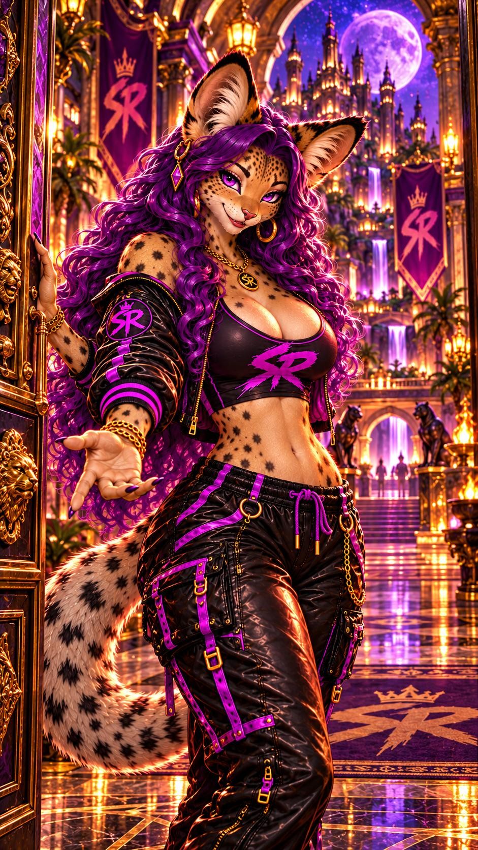 Bree stands in a doorway and extends her hand, welcoming the community into Savage Realms.